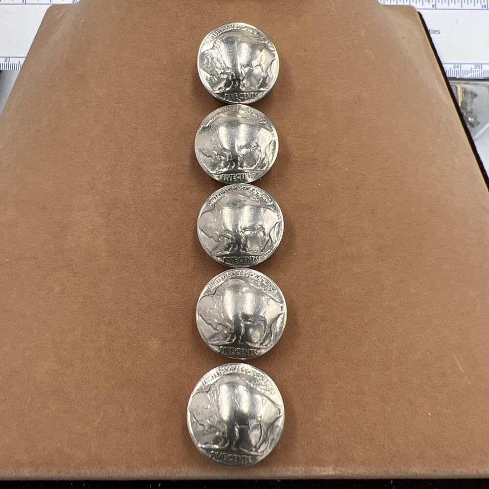 Set Silver Button Covers Western Native American Vintage Buffalo Nickel Snap-on